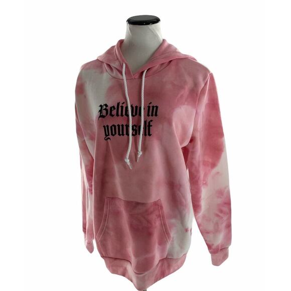 Tie Dye Believe in Yourself Never Give Up Women's Hoodie Sweatshirt Size Large - Picture 1 of 8